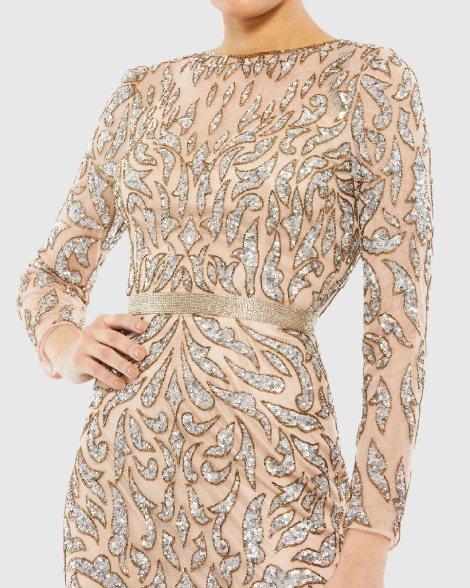 Embellished Illusion Sheath Dress