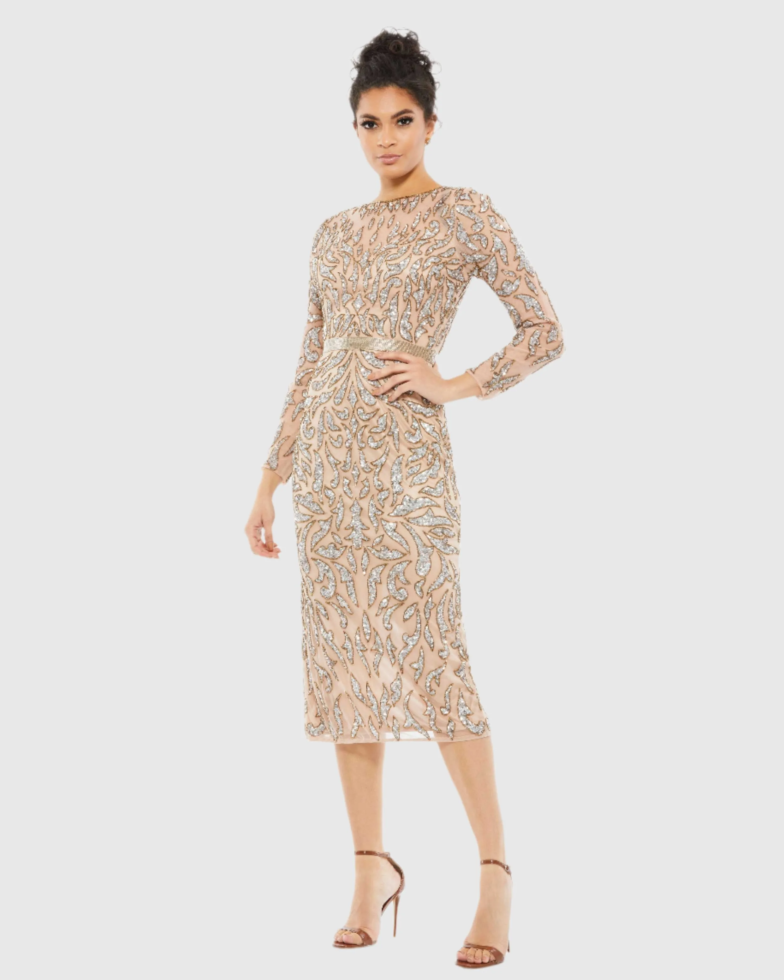 Embellished Illusion Sheath Dress