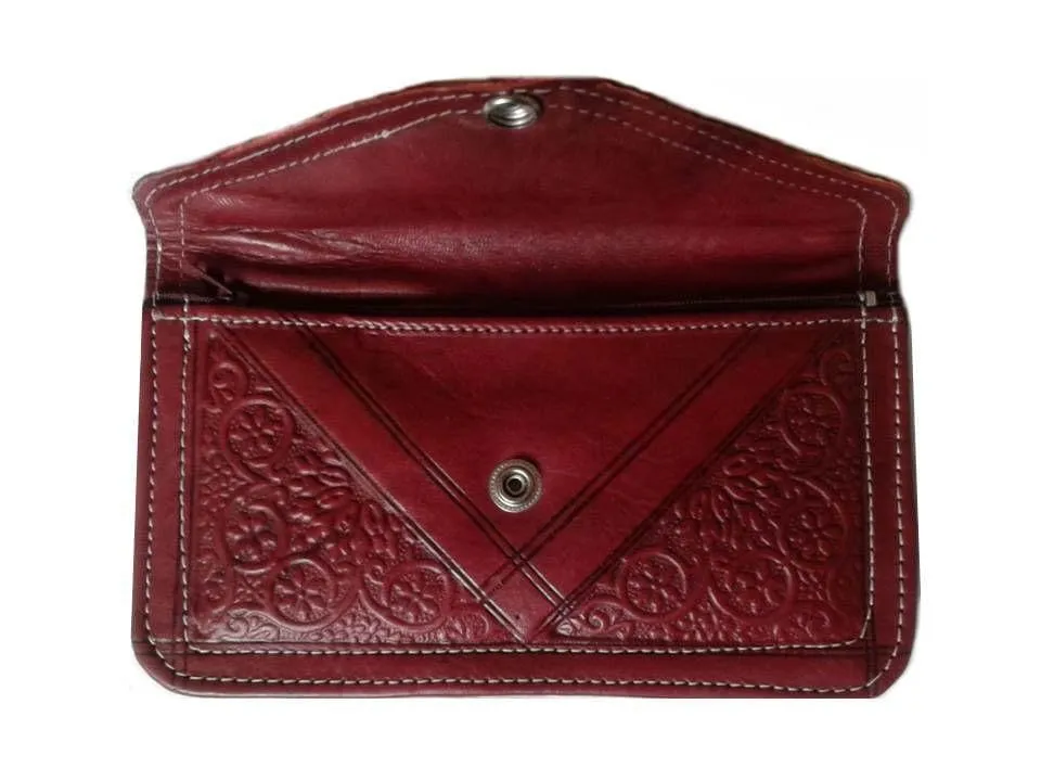 Envelope Leather Purse - Deep Red