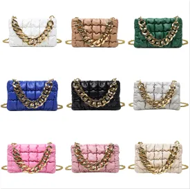 Fashion plaid thick chain portable small square bag（AB2060）