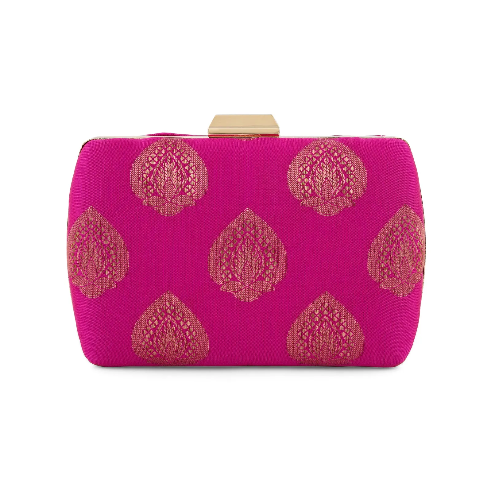 Festive Dream Pink Brocade Fabric Clutch