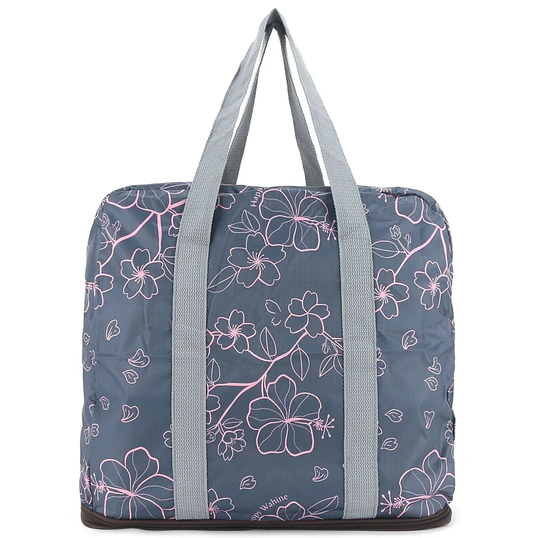 Foldable Duffle Bag Sophie Hibiscus Blossom Grey