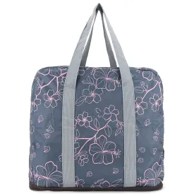 Foldable Duffle Bag Sophie Hibiscus Blossom Grey