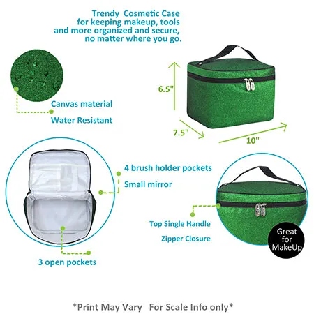 Green Glitter NGIL Large Top Handle Cosmetic Case