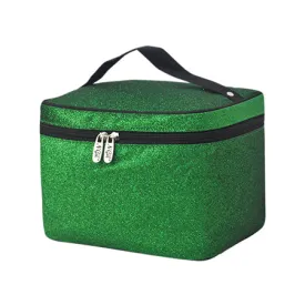 Green Glitter NGIL Large Top Handle Cosmetic Case