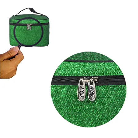 Green Glitter NGIL Large Top Handle Cosmetic Case