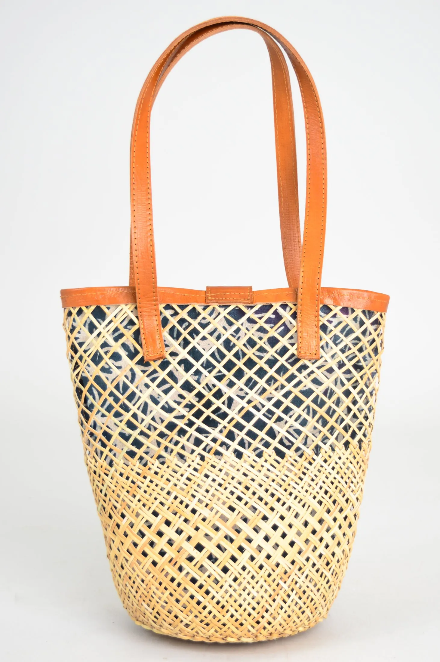 Hand Woven Picnic Blue Rattan Basket