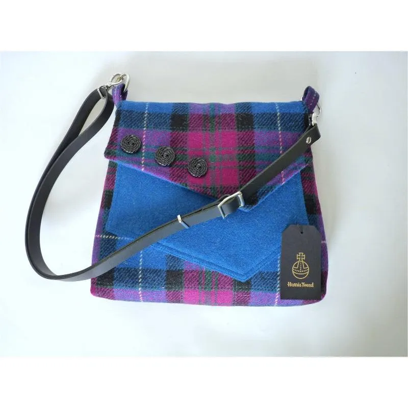 Harris Tweed Bag - Aylsham Shoulder Bag - Bright Blue & Cerise