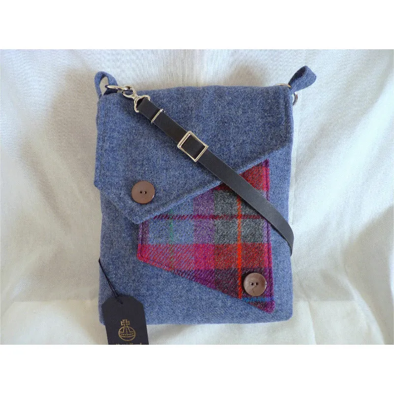 Harris Tweed Bag - Mortson Quay Messenger Bag - Beige & Blue