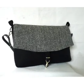 Harris Tweed Bag - Wernside Laptop Bag - Black & Herringbone | Tweed Bag Creations