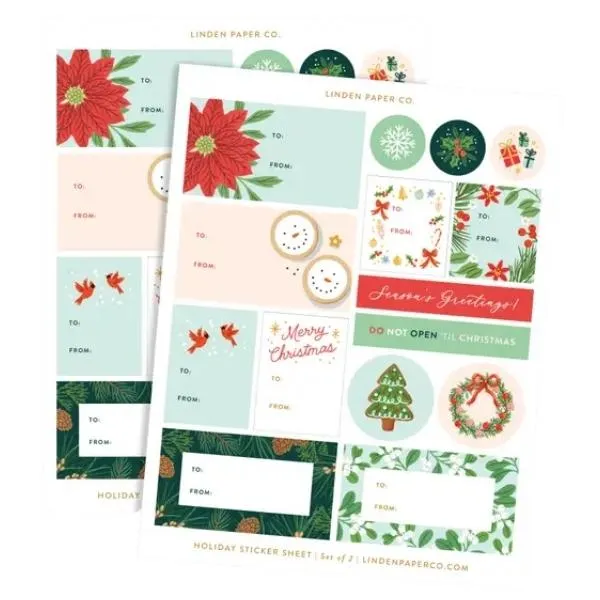 Holiday Gift Tag Sticker Sheet Set/2