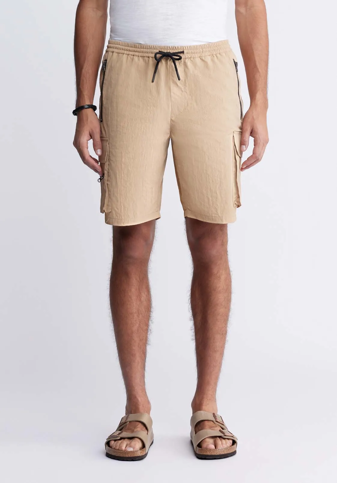 Hult Men’s Drawstring Cargo Shorts in Tan - BM24342