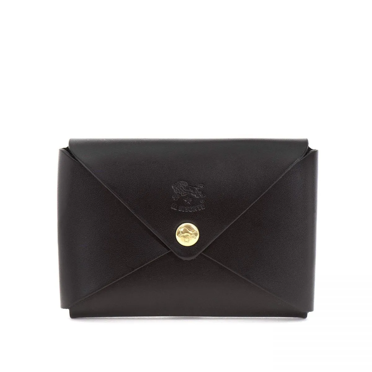 Il Bisonte Black Snap Envelope Leather Card Case