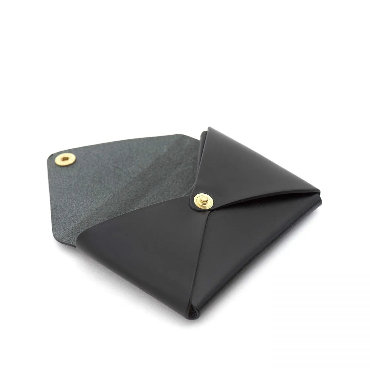 Il Bisonte Black Snap Envelope Leather Card Case