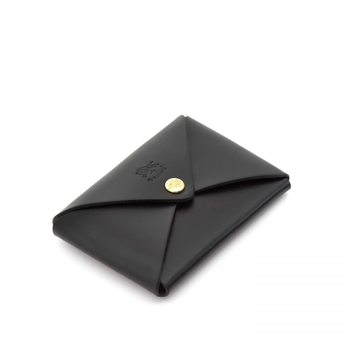 Il Bisonte Black Snap Envelope Leather Card Case