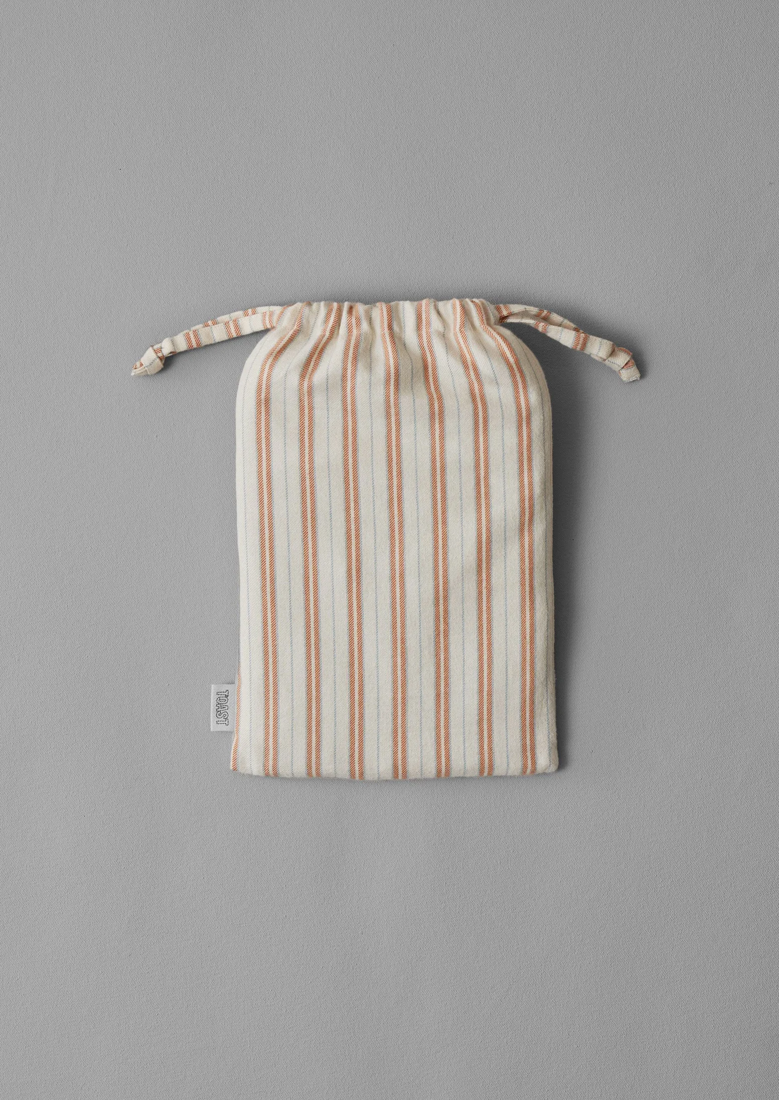 Ines Flannel Stripe Cotton Housewife Pillowcase Set | Apricot/Soft Blue