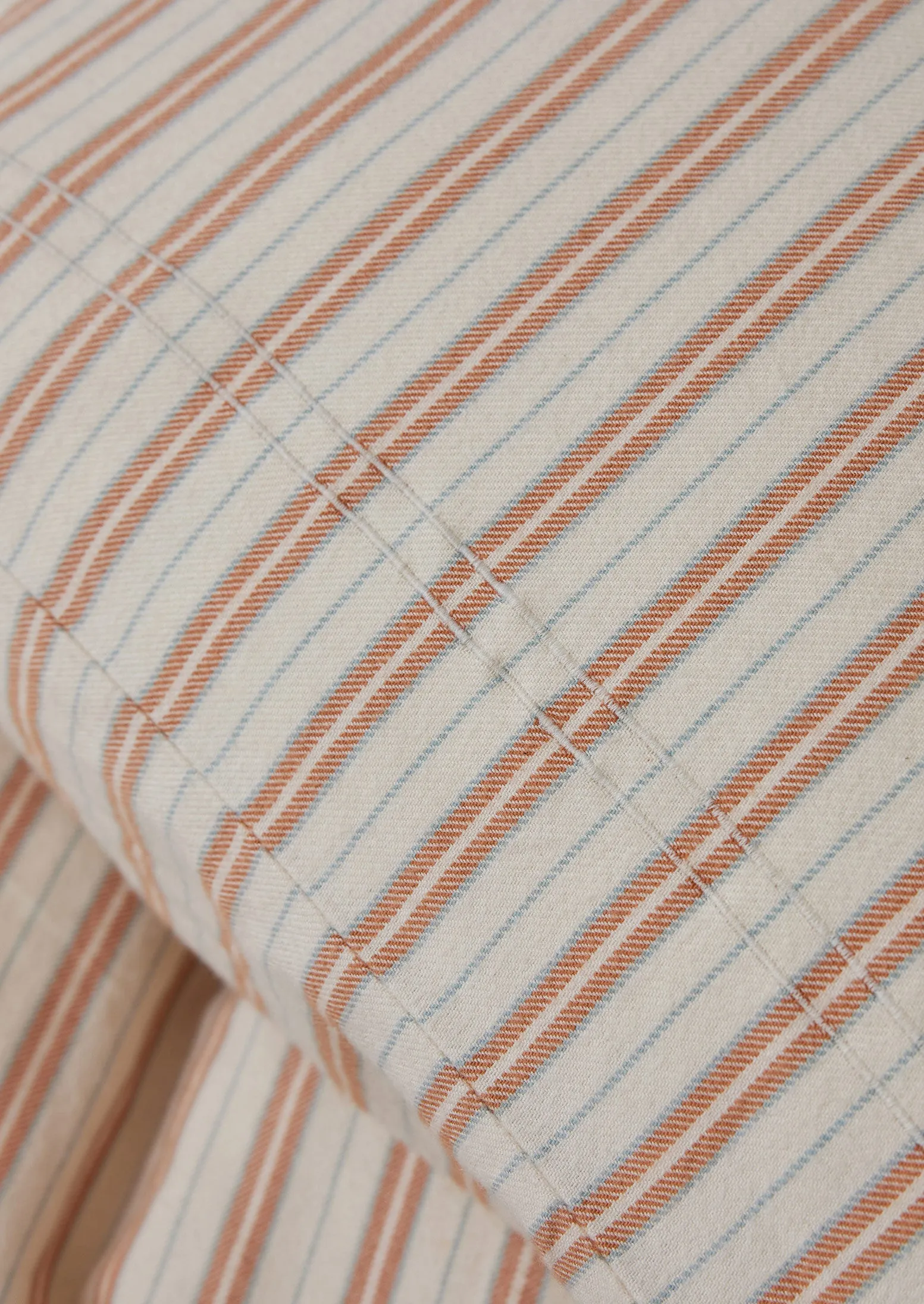 Ines Flannel Stripe Cotton Housewife Pillowcase Set | Apricot/Soft Blue