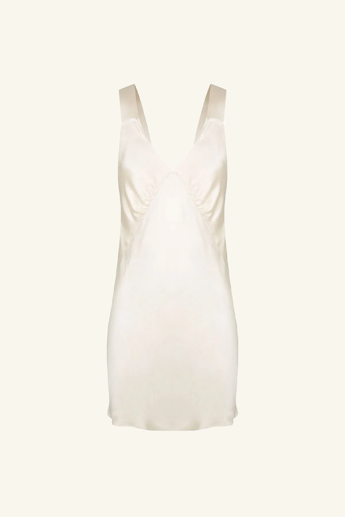 LA LUNE PLUNGED SLIP DRESS - CREAM