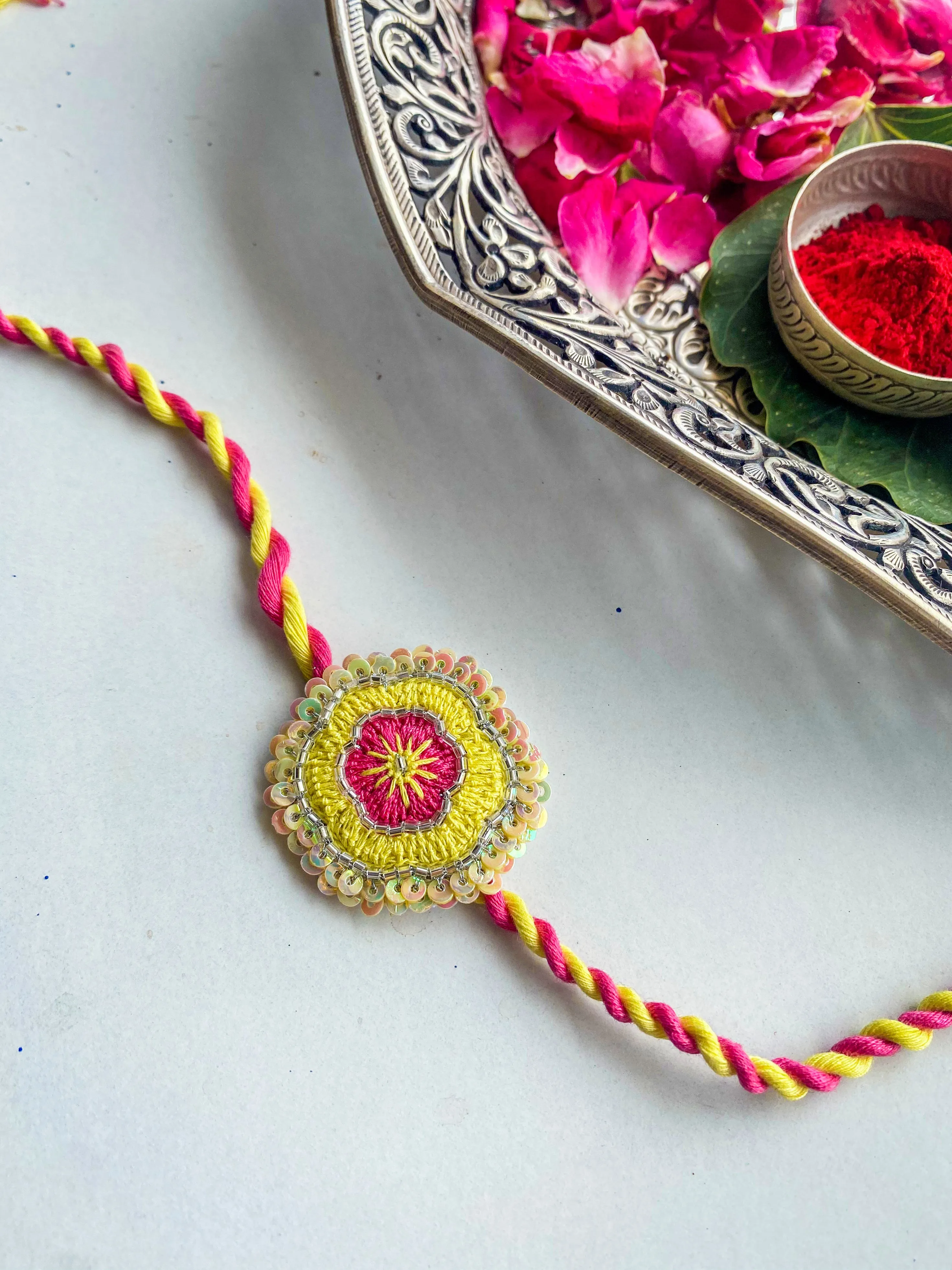 Lantana Embroidered Rakhi