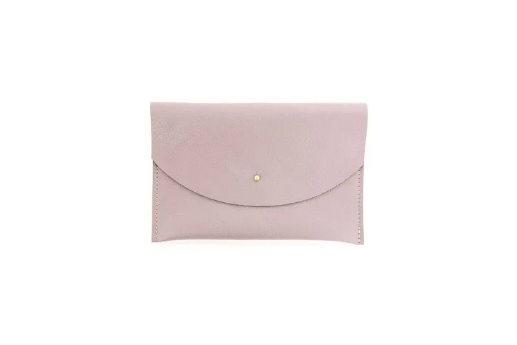 LIGHT LILAC LEATHER ENVELOPE POUCH