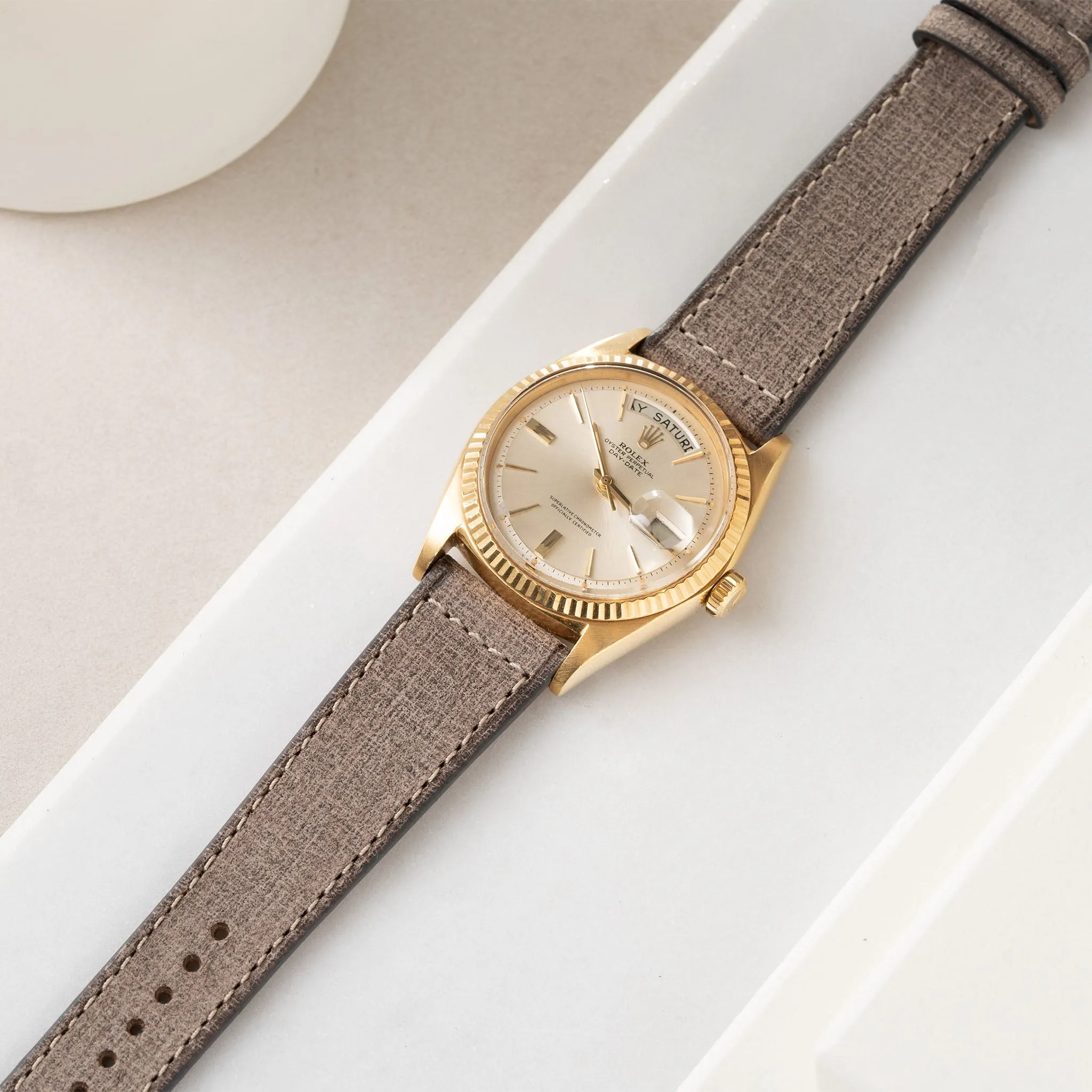 Linen Boxed Leather Watch Strap - Elegant Grey