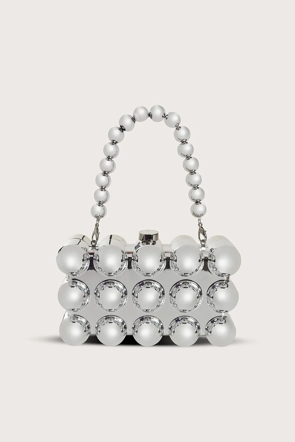 MAIA Spherical Acrylic Clutch Bag in Silver