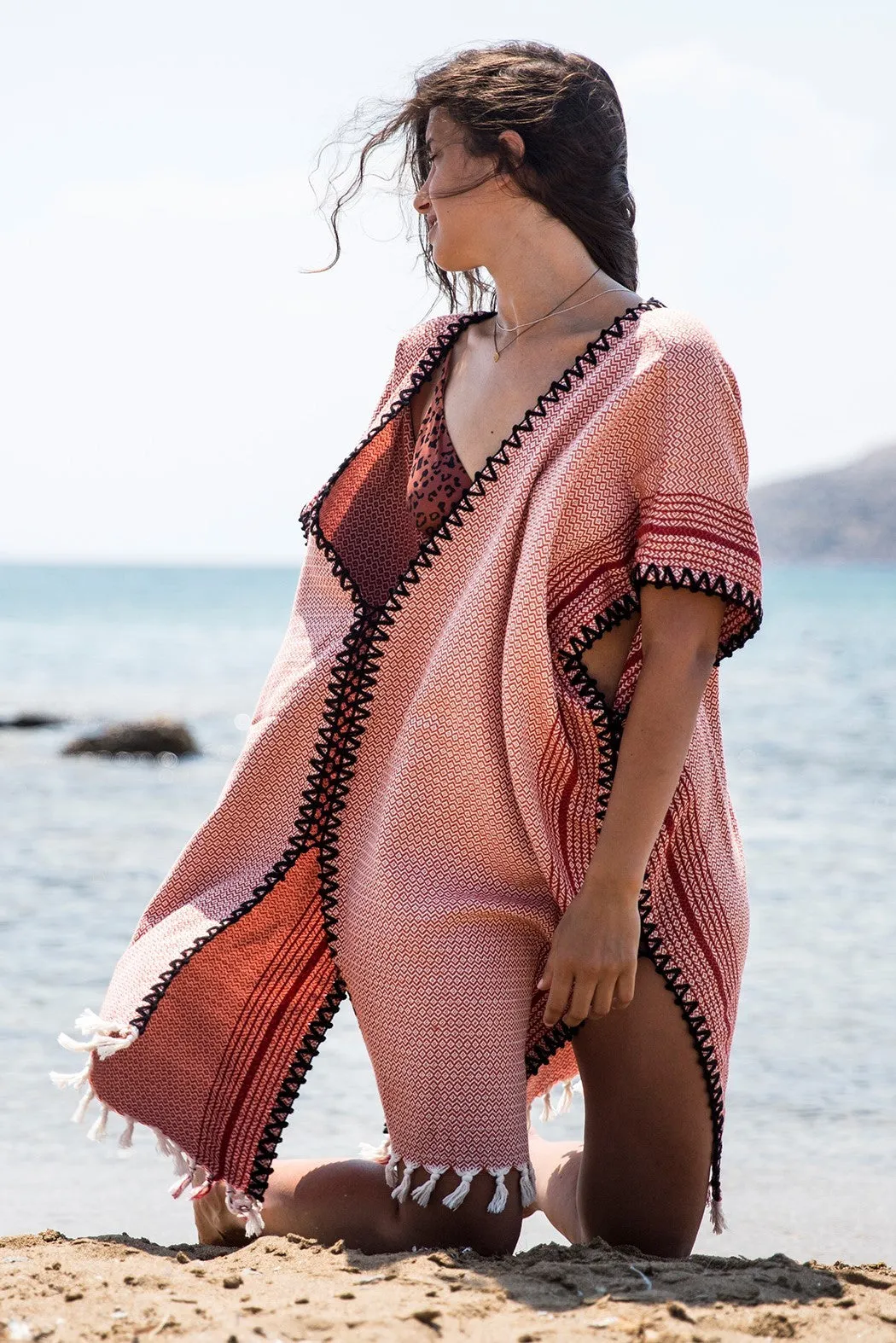 MATIA Stitched Kaftan Red