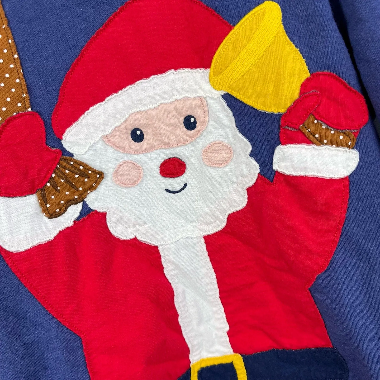 Mini Boden Navy Father Christmas Front & Back Sweatshirt 8-9 Years