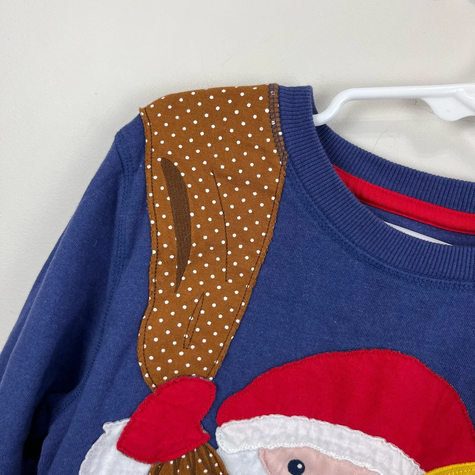 Mini Boden Navy Father Christmas Front & Back Sweatshirt 8-9 Years