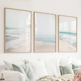 Minimalist Neutral Ocean Beach Wall Art Set of 3 Pieces