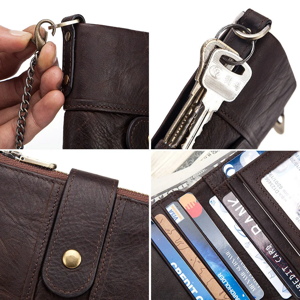 Multifunction Retro Zipper Leather Men's Wallet