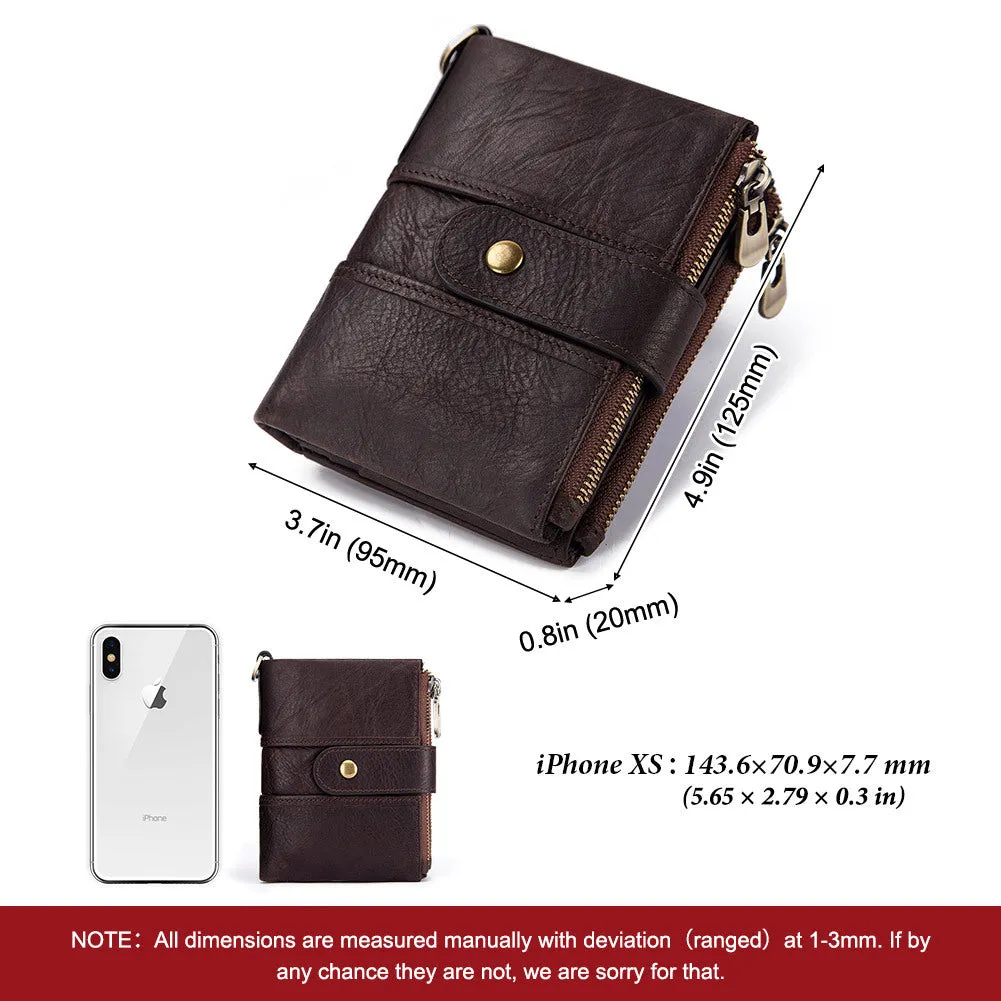 Multifunction Retro Zipper Leather Men's Wallet