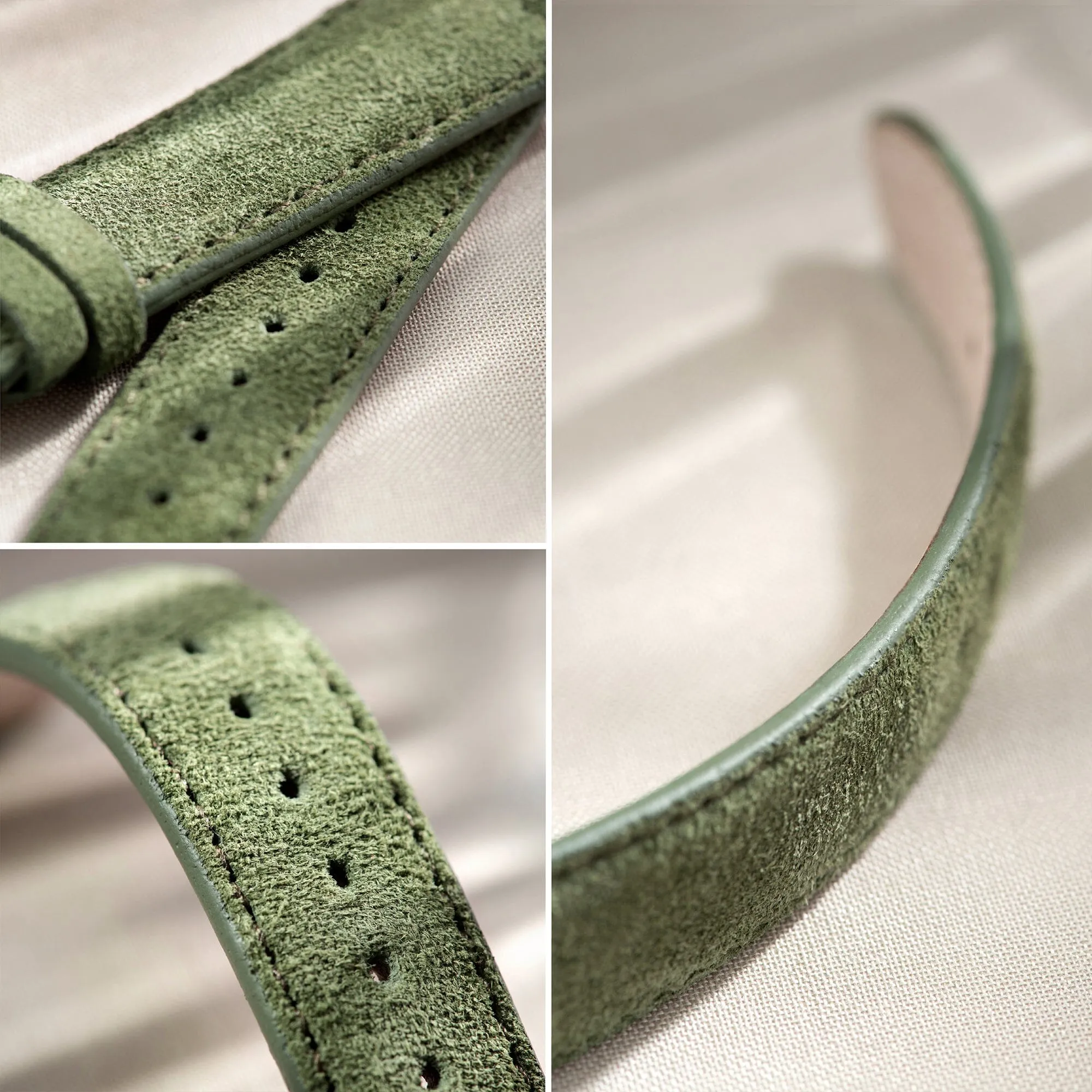 Olive Drab Green Suede Leather Watch Strap