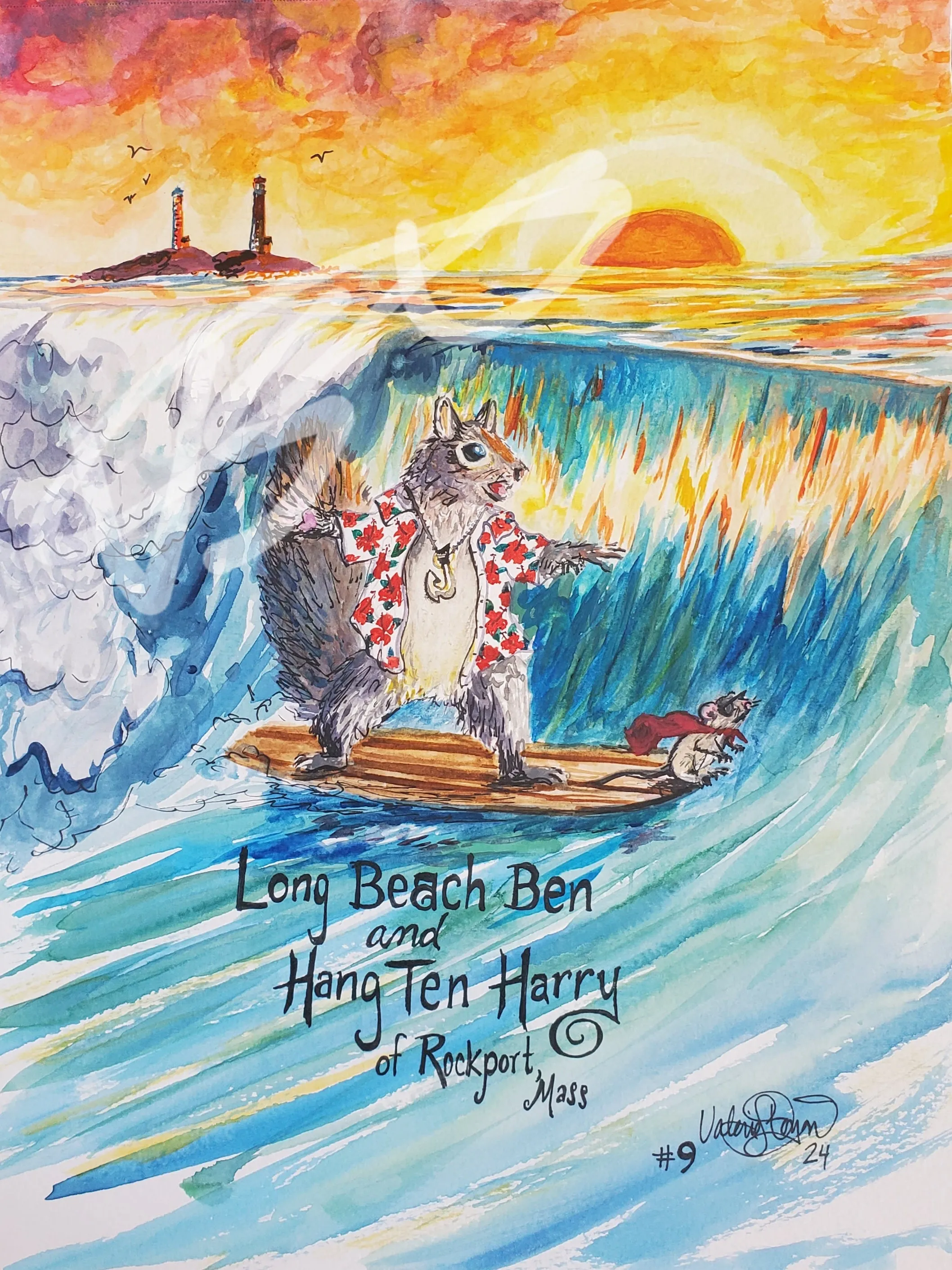 Print of 'Long Beach Ben & Hang Ten Harry' of Rockport by Valerie Doyon