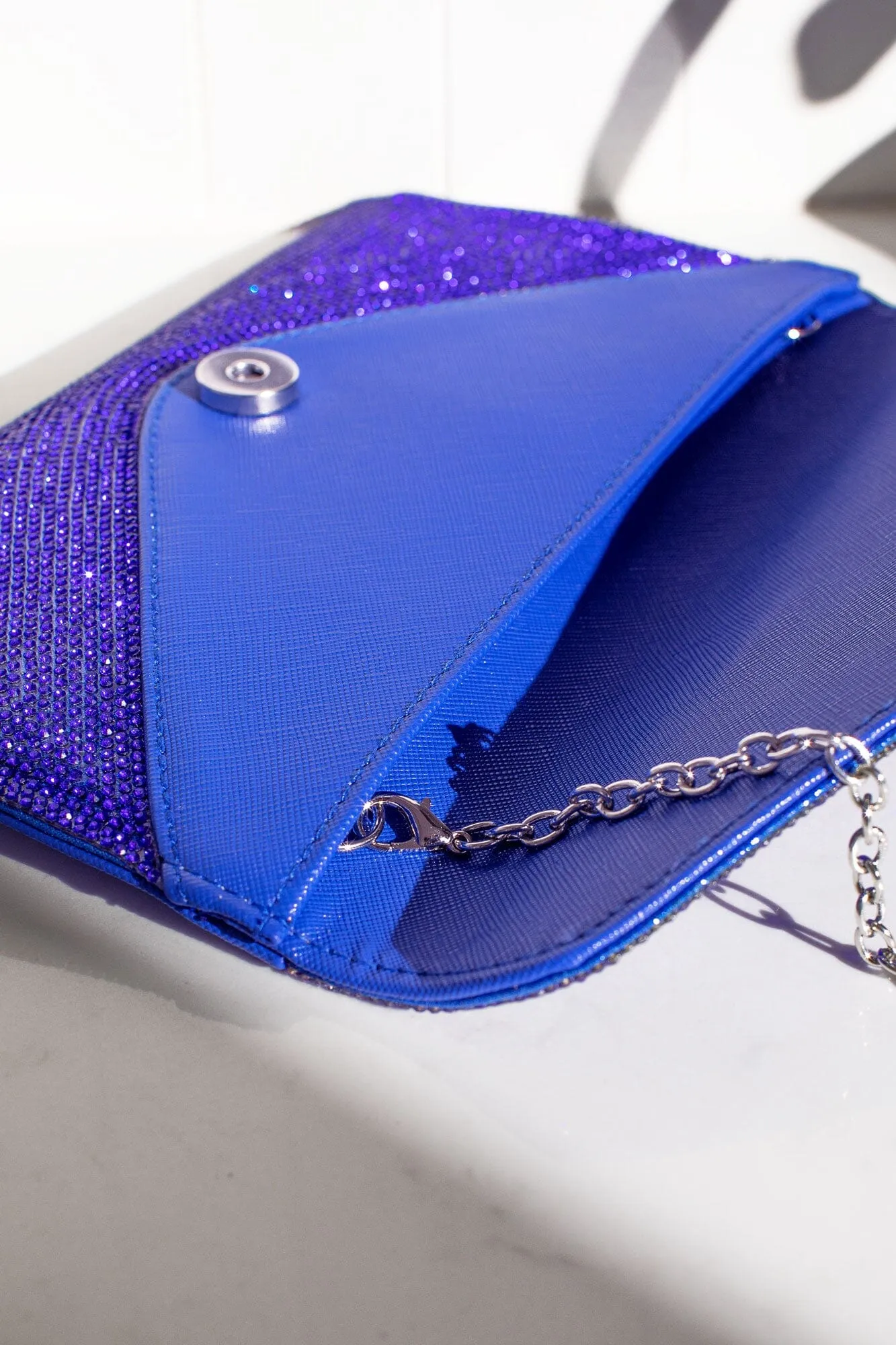 Quentin Cobalt Blue Rhinestone Envelope Purse