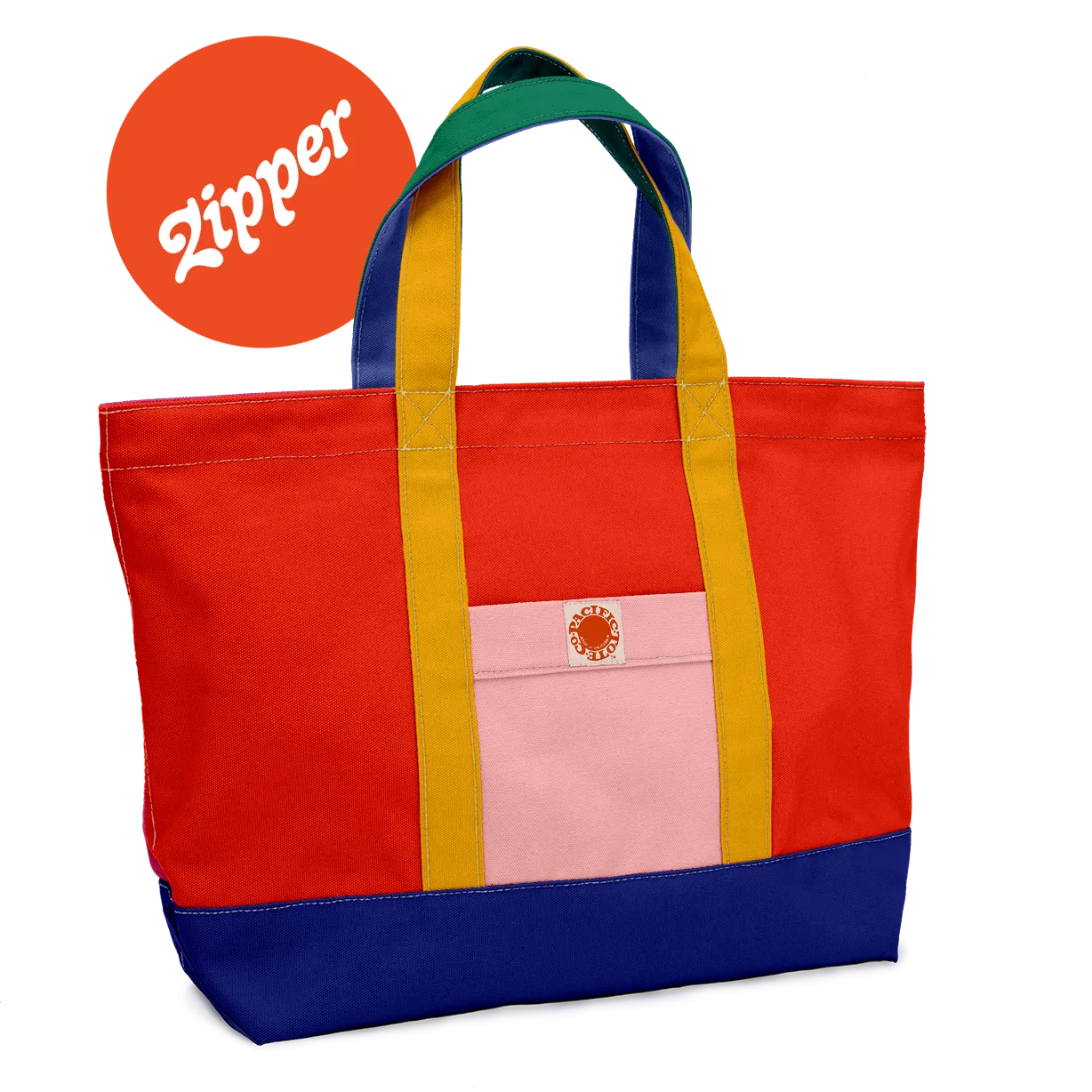 "Big Sur" Mixed-Up Zippered Tote