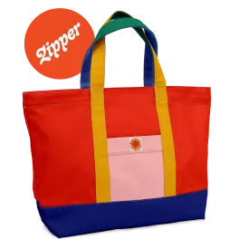 "Big Sur" Mixed-Up Zippered Tote