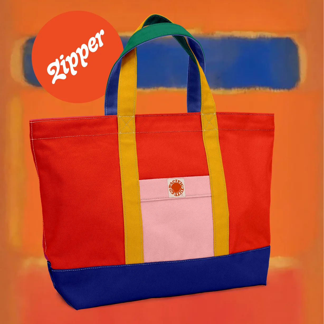 "Big Sur" Mixed-Up Zippered Tote