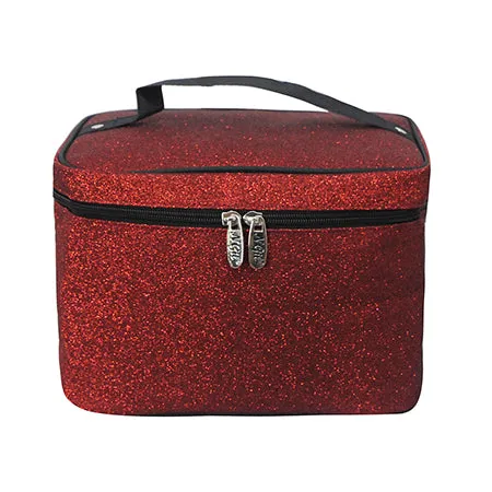 Red Glitter NGIL Large Top Handle Cosmetic Case