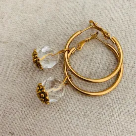 Rock Crystal Hoop GHW Earrings