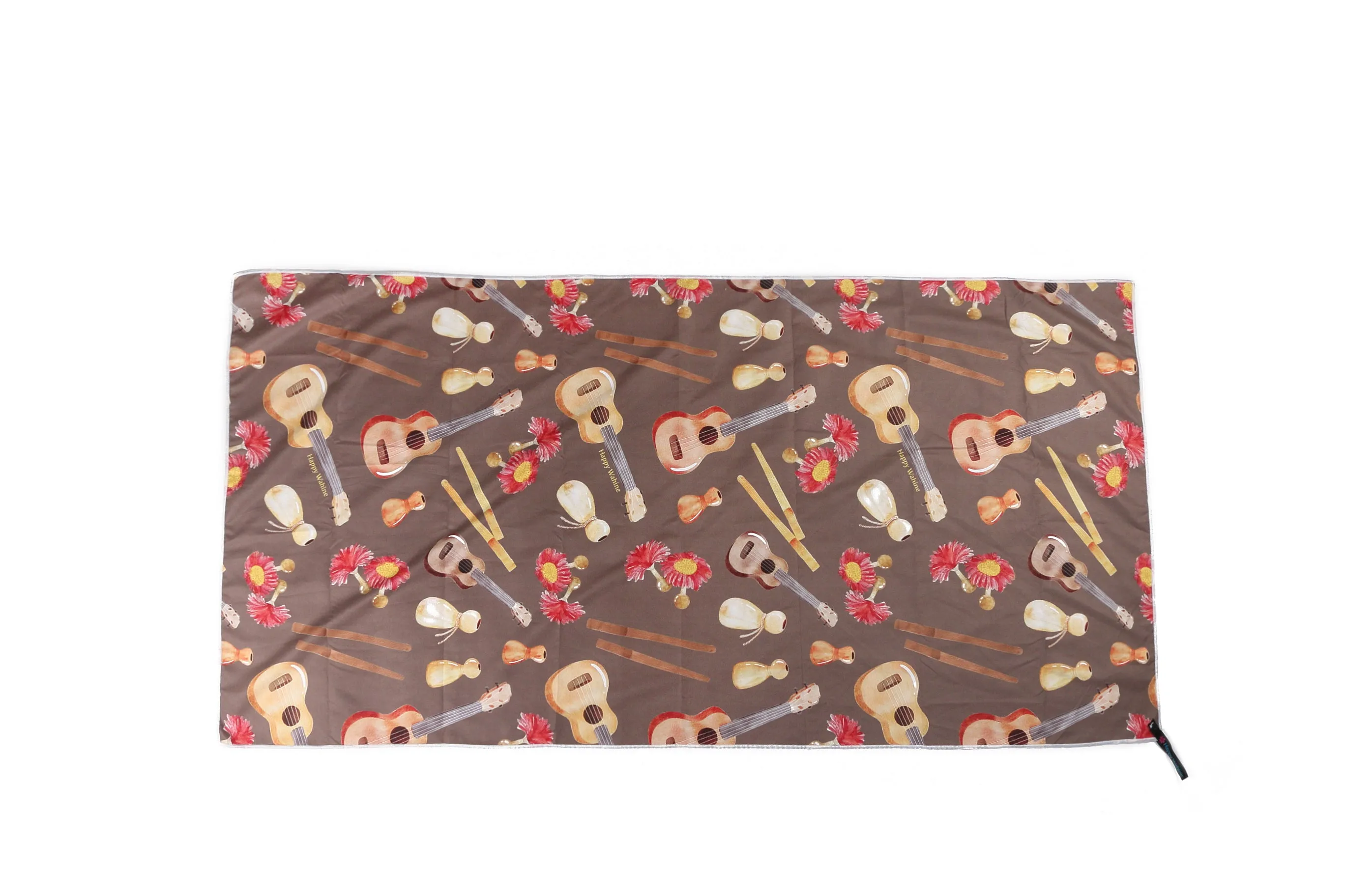 Sand-Free Reversible Beach Towel Fruits Hawaii Lavender Music Instruments Brown