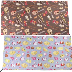 Sand-Free Reversible Beach Towel Fruits Hawaii Lavender Music Instruments Brown