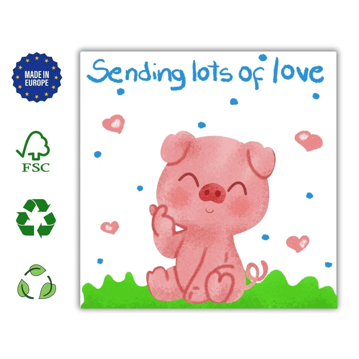 Sending Love Card, Pig Greeting Postcard, Sweet Pork in Nature, Perfect for Birthdays, Thank You, Thinking of You Gift Idea, Cute Birthday