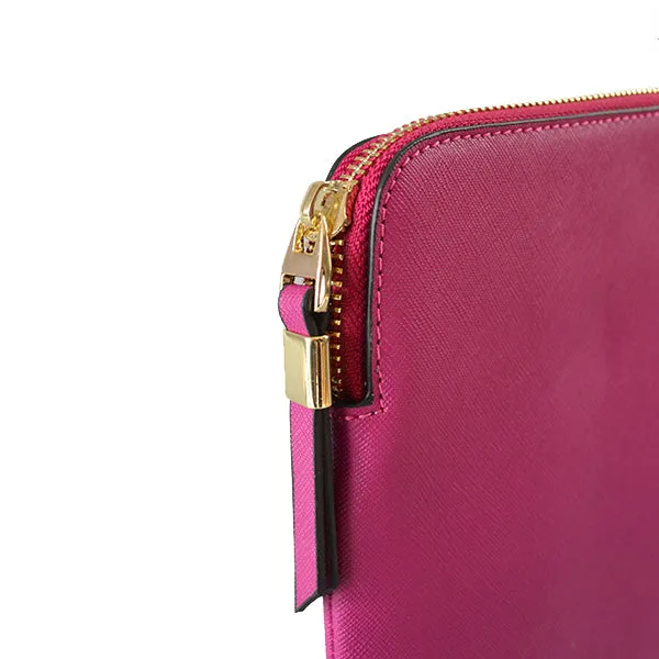 SORRENTO - Addison Road  Magenta Structured Saffiano Clutch