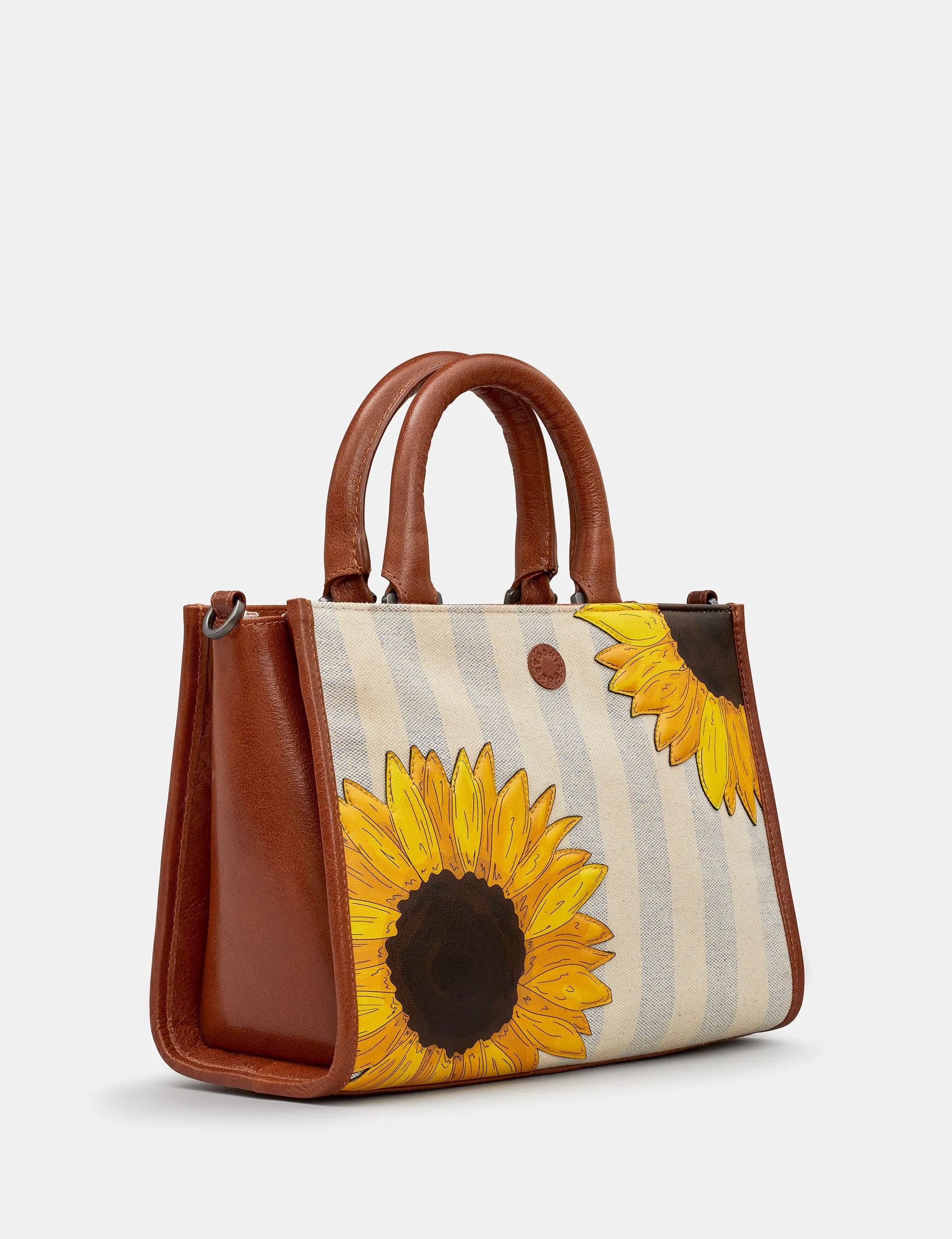 Sunflower Bloom Leather And Canvas Multiway Grab Bag