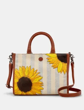 Sunflower Bloom Leather And Canvas Multiway Grab Bag