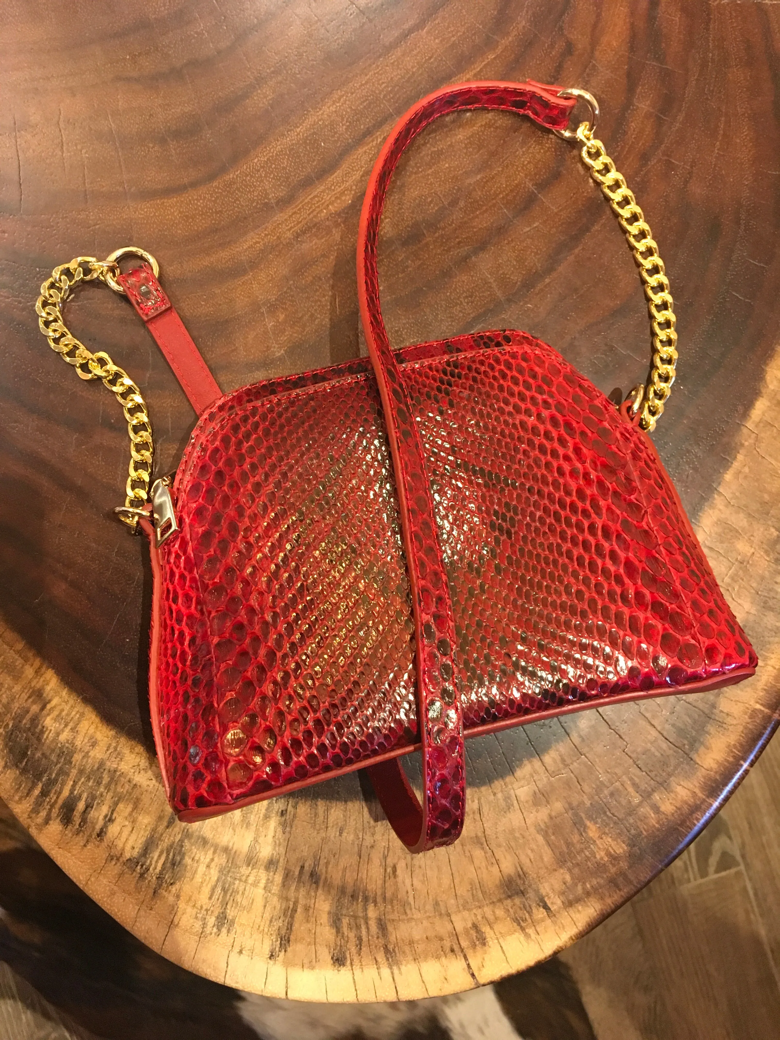 TESTALEONE Luxury Crossbody Bag. Red python