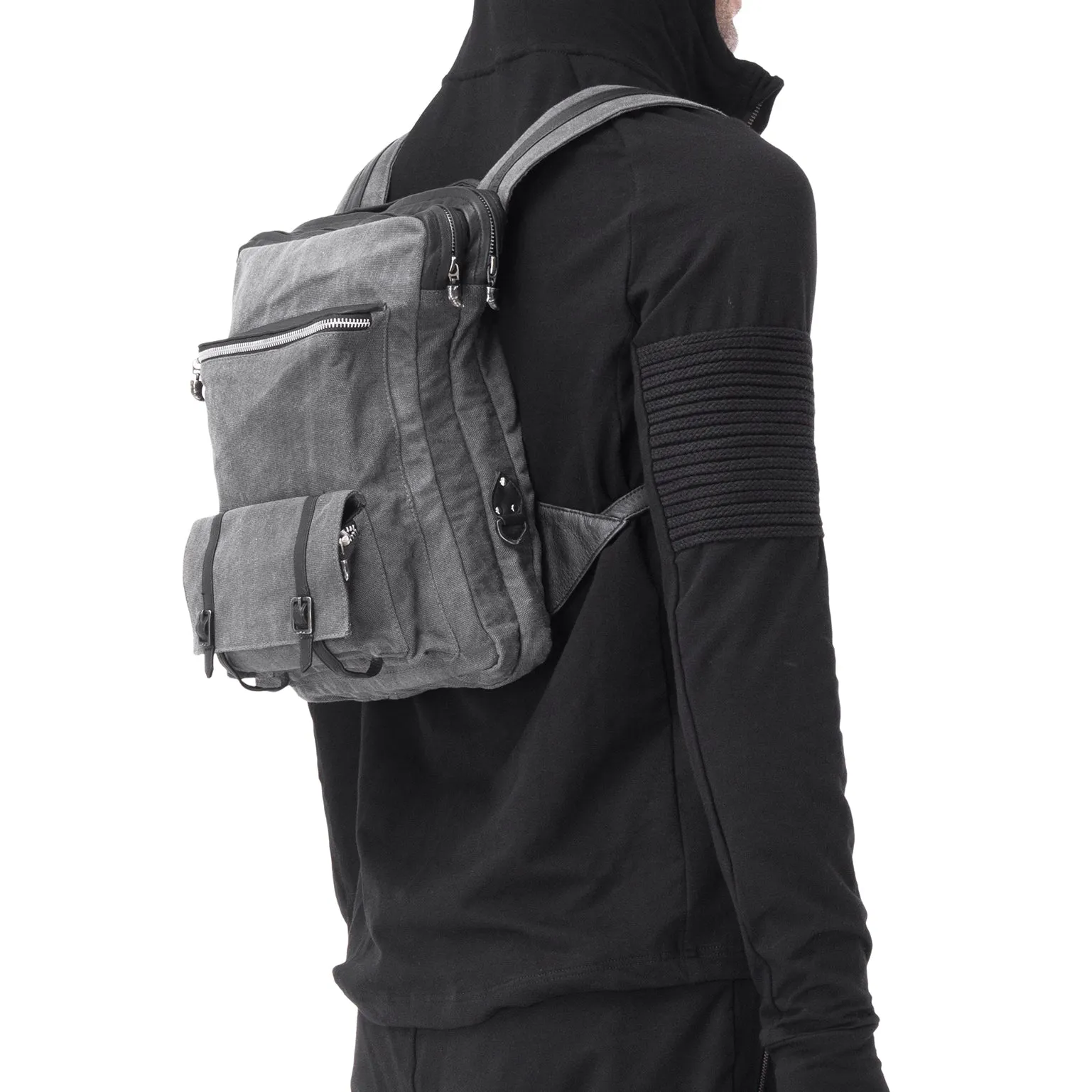 Triple claw back pack - Combo Denim/Leather