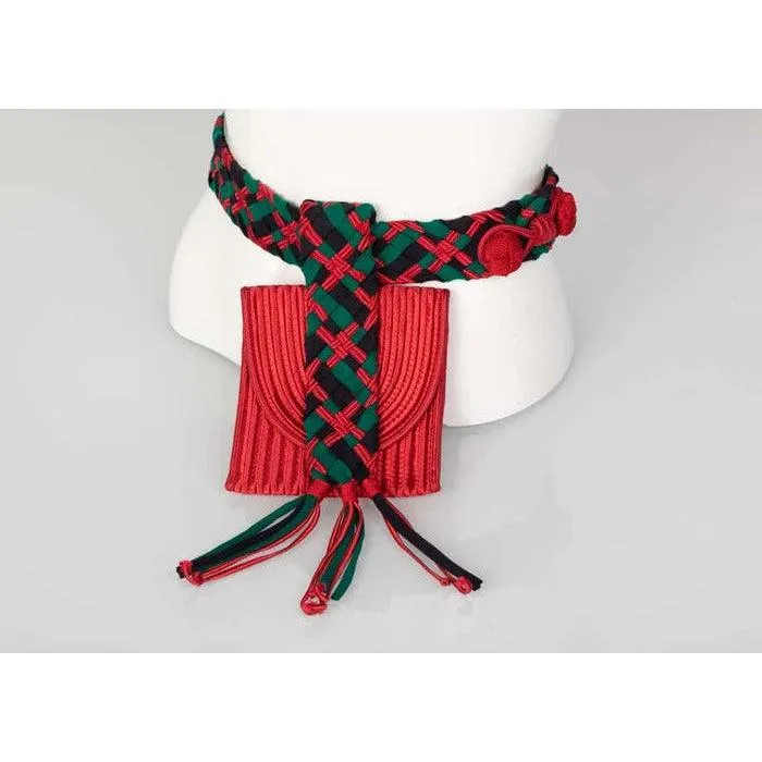 YVES SAINT LAURENT Red Green Passementerie Tassel Belt Bag Ysl, 1990s