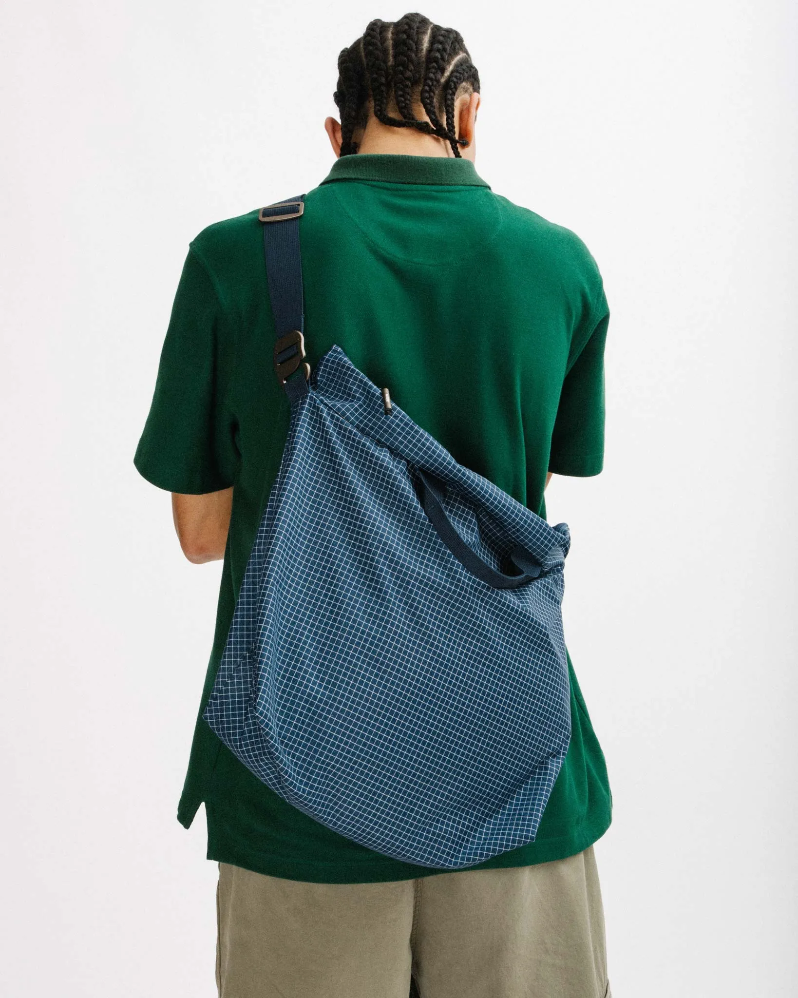 Zip Tote - Navy Grid